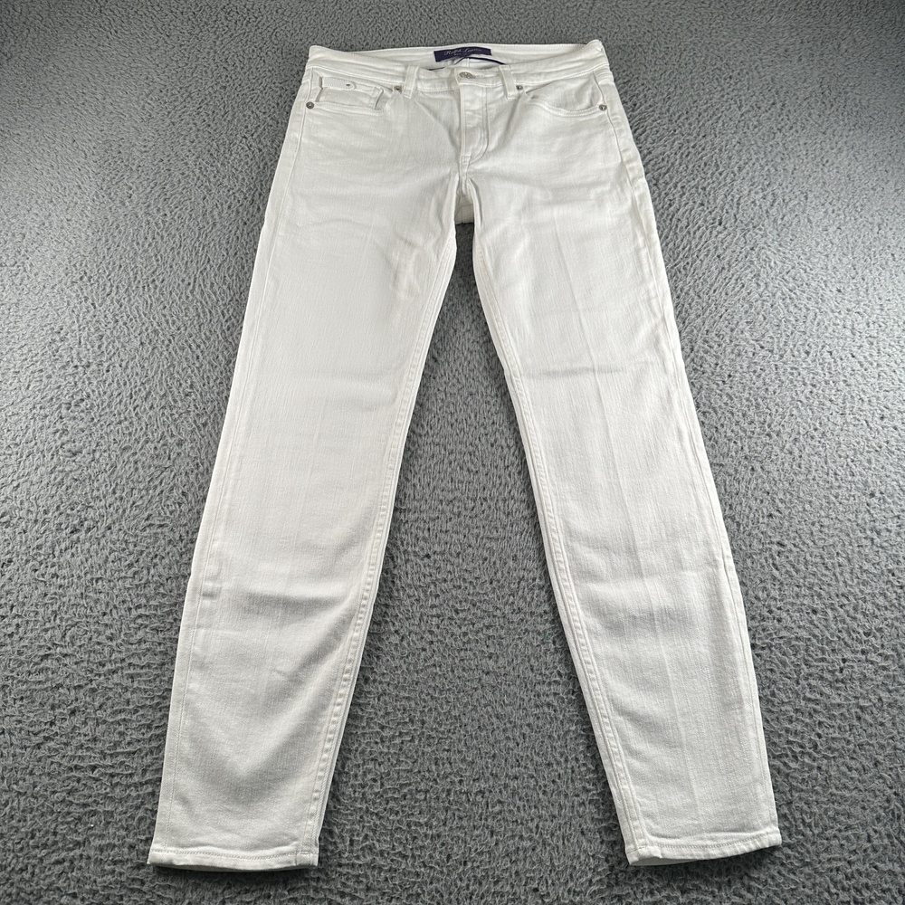 Ralph Lauren Purple Label 400 Slim Straight Jeans Womens 26 White Low Rise Italy